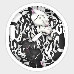 Yin-Yang Cats: Tabby Black/White (Marble) Sticker